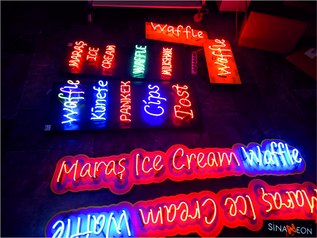 glass neon sign