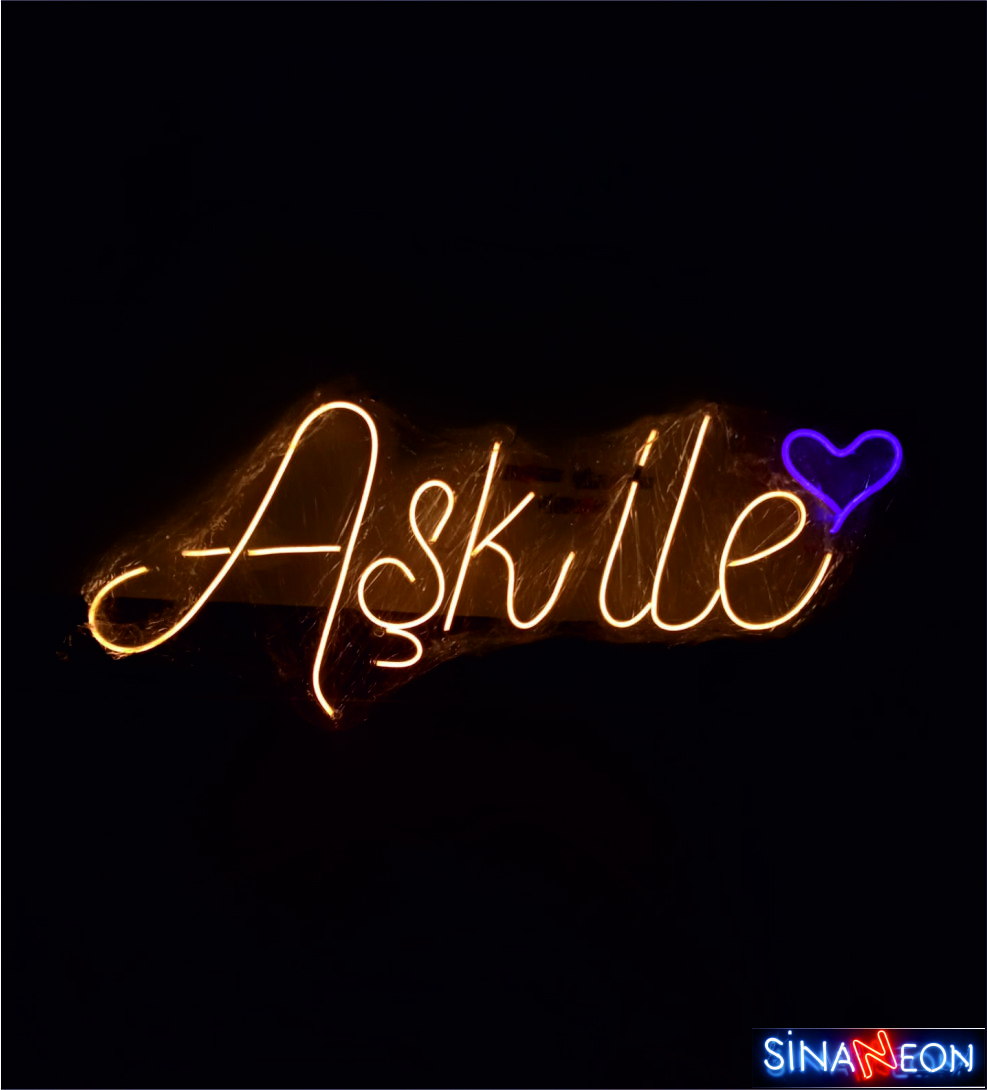 aşk ile led neon sign